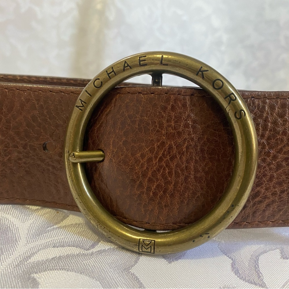 Michael Kors Women’s Belt, S/M, Distressed Bronze Buckle